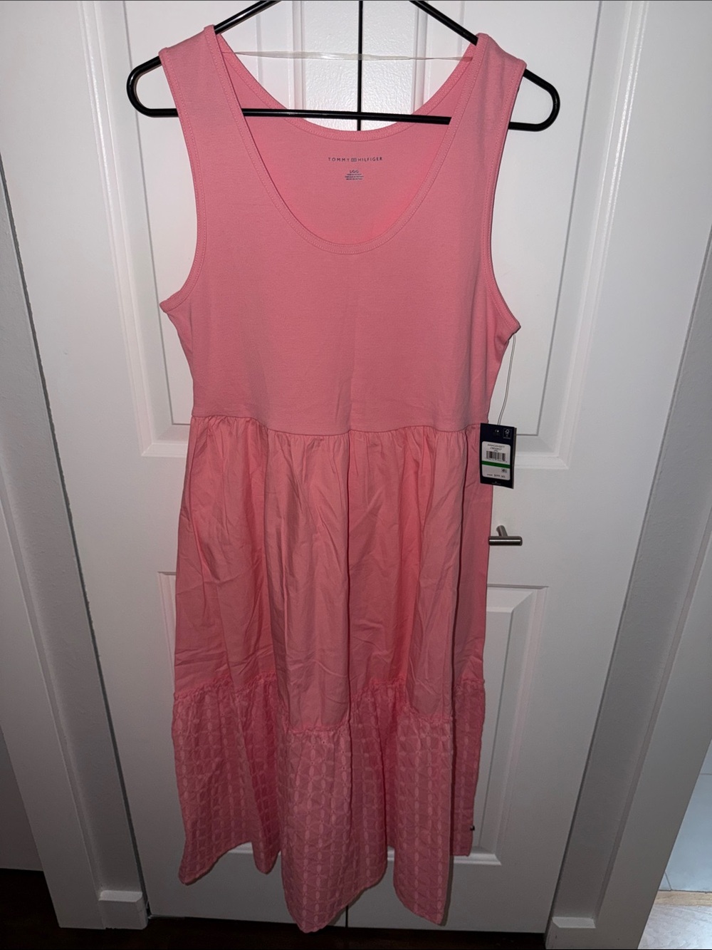 Tommy Hilfiger Coral Pink Sleeveless Tiered Dress